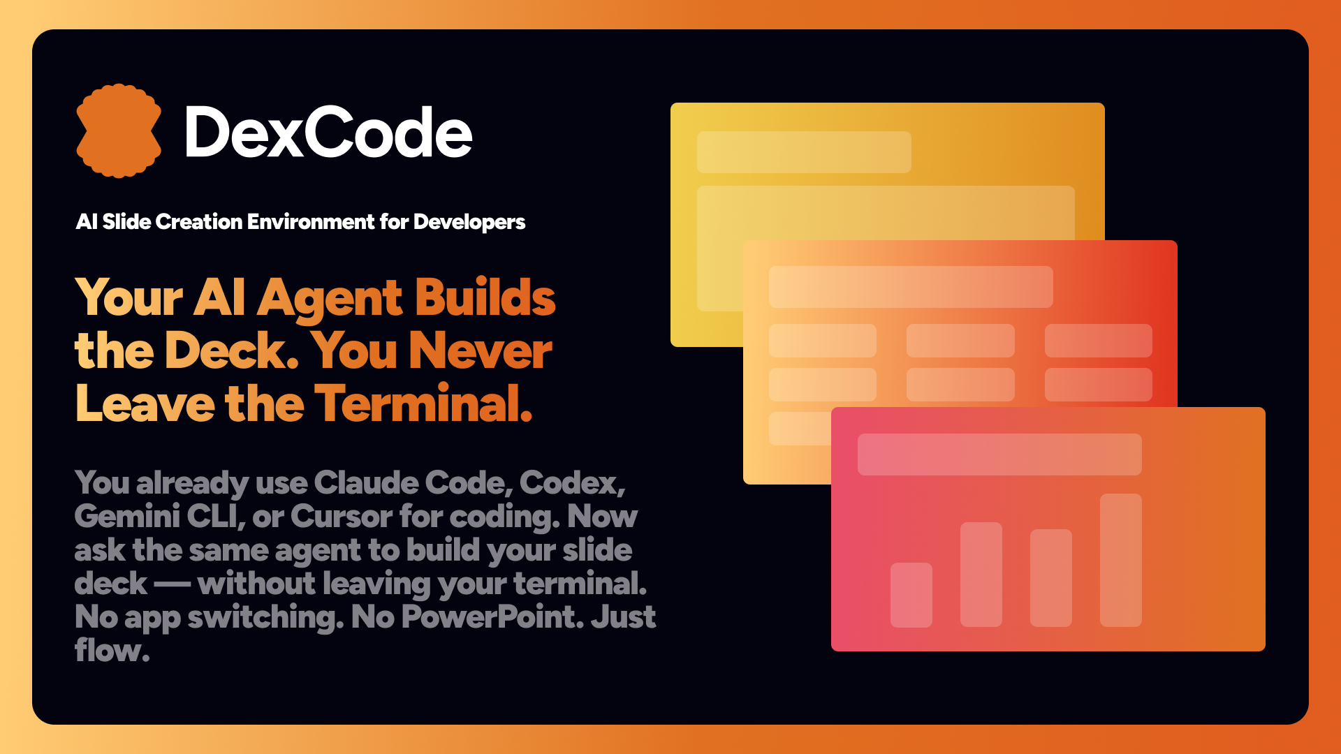 Amaroad introduction graphic showing the terminal-first slide workflow
