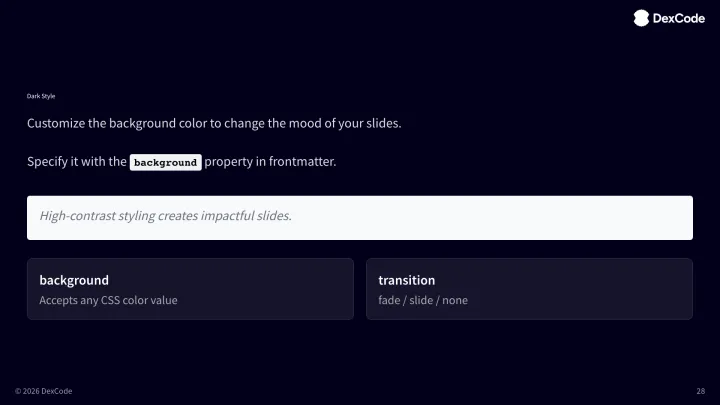 Custom background slide