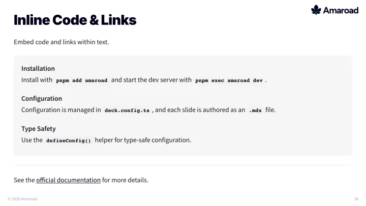 Inline code links slide