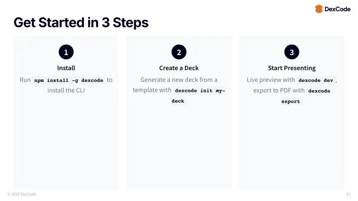Numbered steps slide