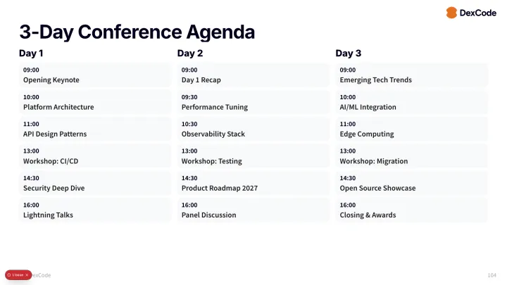 Agenda grid 3-day slide