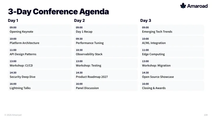 Agenda grid 3day slide