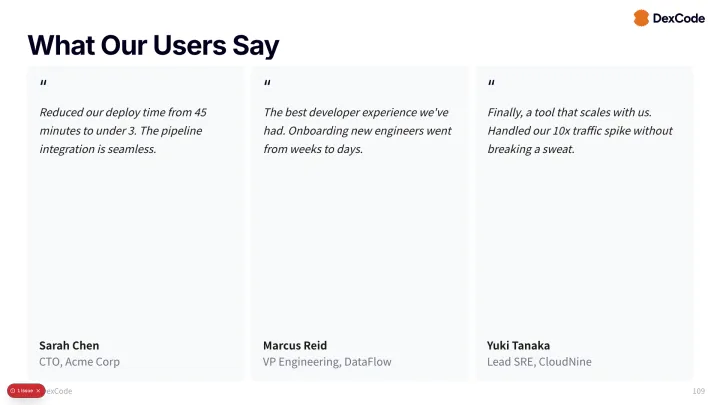 Testimonial wall slide